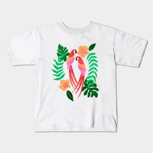 red and green parrots Kids T-Shirt